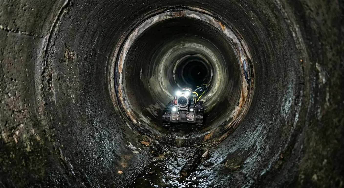 Robotic sewer camera inspecting pipe interior for Sewer Line Repair in Elgin